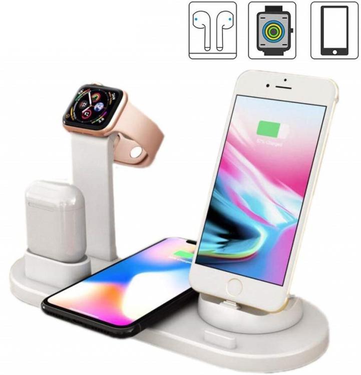 Stazione Ricarica Wireless Smartphone Smartwatch Caricatore Auricolari 3In1 Qi