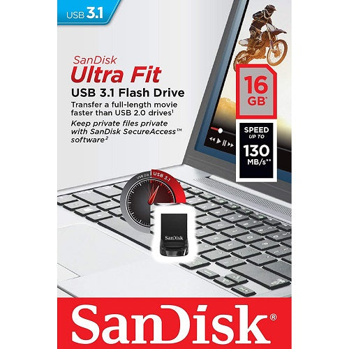 Sandisk Pendrive Usb A 3.1 Flash Drive Ultrafit 16Gb 130 Mb Chiavetta Pc Memoria