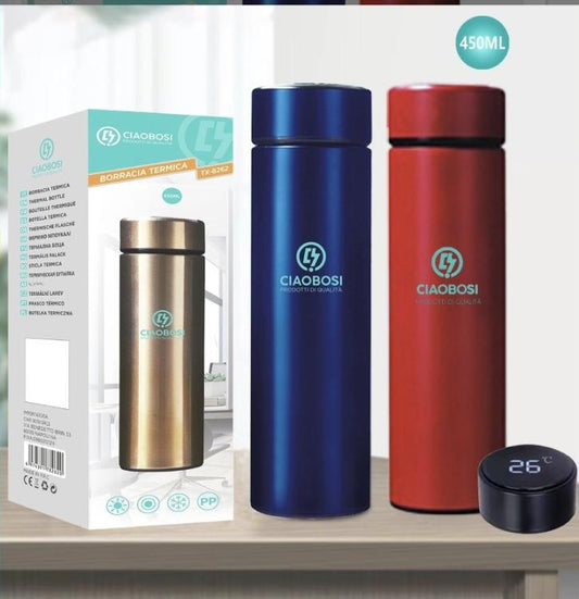 Thermos Display Touch Led Temperatura Caldo Freddo Acciao Bevande Liquidi 450 Ml