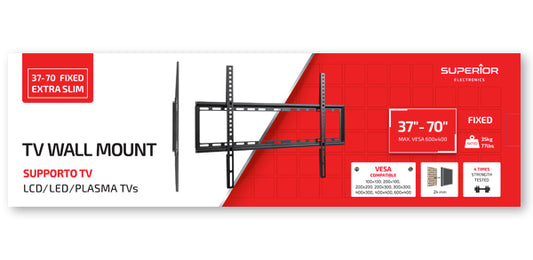 Superior Braccio Supporto Staffa Tv Led Fisso 32-40-49-50-55-60-65-70" Pollici