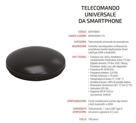 Superior Telecomando Universale Smart Ir Da Smartphone Compatibile Alexa Google