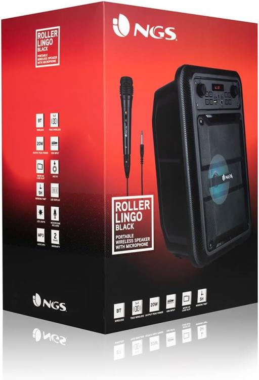 Ngs Speaker Rollerlingo Portatile Bluetooth Tws + Microfono 20W Nero