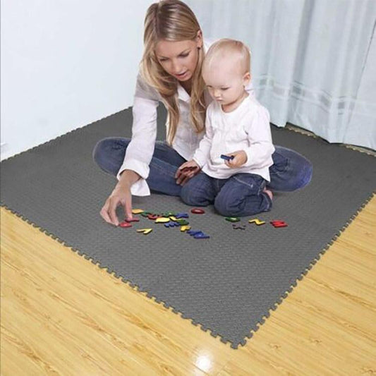 10PZ TAPPETO PUZZLE TAPPETINO FITNESS PALESTRA MULTIUSO GOMMA SCHIUMA 30X30 NERO