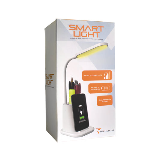 Techmade Lampada Da Tavolo Touch 3C Con Ricarica Wireless Smartphone Portapenne