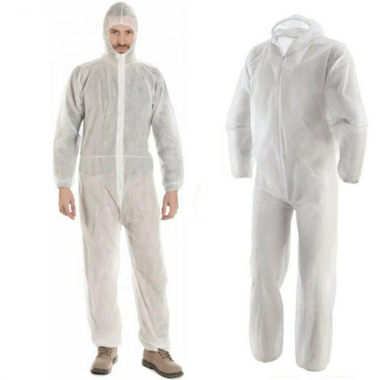 Tuta Zip Da Lavoro Protettiva Polipropilene Protezione Bianca Monouso Tg. Unica