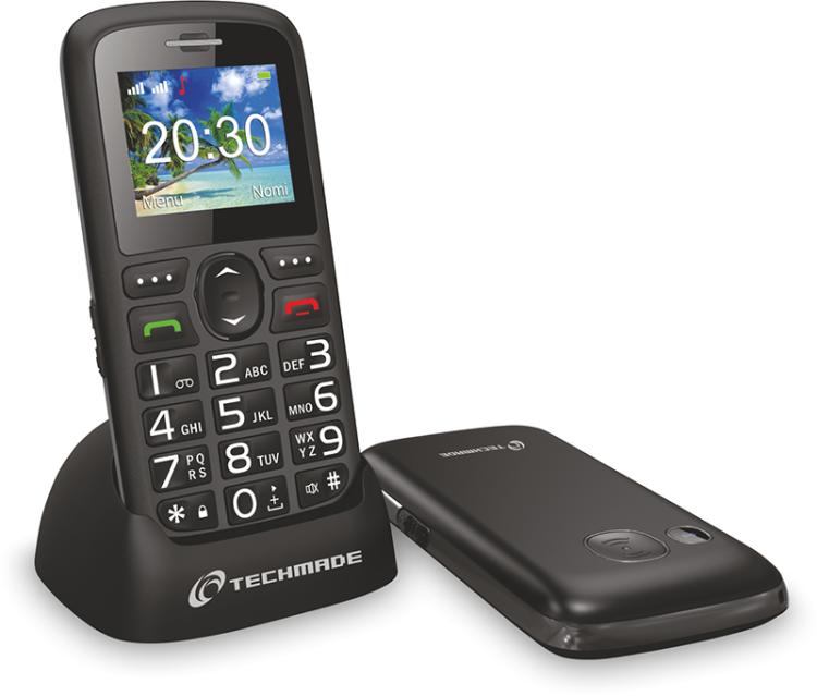 Techmade Big Button Senior Telefono Per Anziani Tasti Grandi Dualsim Colore Nero