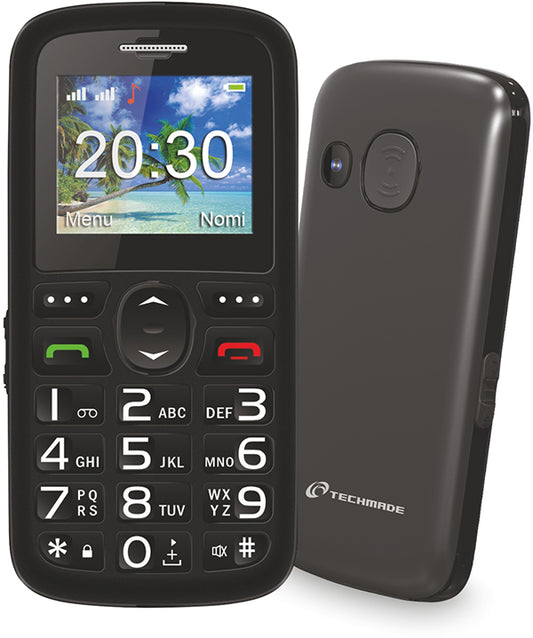 Techmade Big Button Senior Telefono Per Anziani Tasti Grandi Dualsim Colore Nero
