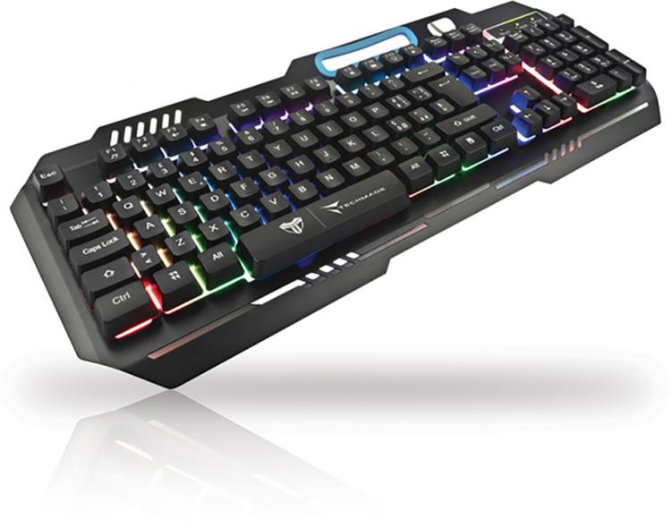 Techmade Tastiera Metal Gaming Rgb St-Gkb8153 Retroilluminata Pc Computer Nero