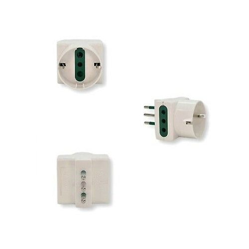 5pz ADATTATORE TRIPLA SPINA S11 P30 10A 2 PRESE BIPASSO 10/16A + 1 SCHUKO 10/16A