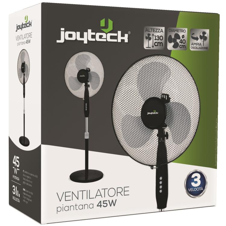 Joytech Ventilatore Piantana Colonna Terra 45W Ø 40Cm 3 Velocita Regolabile Nero