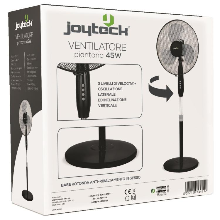 Joytech Ventilatore Piantana Colonna Terra 45W Ø 40Cm 3 Velocita Regolabile Nero