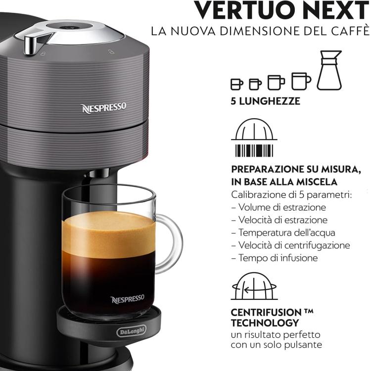 DELONGHI MACCHINA DEL CAFFÈ A CAPUSULE NESPRESSO VERTUO NEXT ENV120.GY GRIGIO