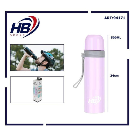Hb Thermos Acciaio Inox 500Ml Bottiglia Termica (12/24H) Tappo A Scatto | Viola