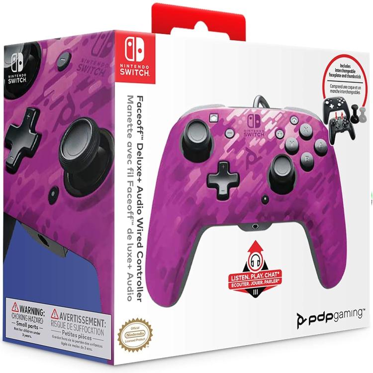 Pdp Controller Wired Nintendo Switch Con Cavo Cablato Faceoff Deluxe Audio Viola