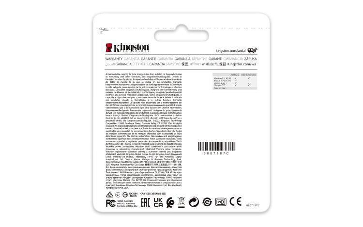 Kingston Pendrive Dtxon/64Gb Usb 3.2 Gen1 Nero/Blu Pc Pennetta Chiavetta Memoria