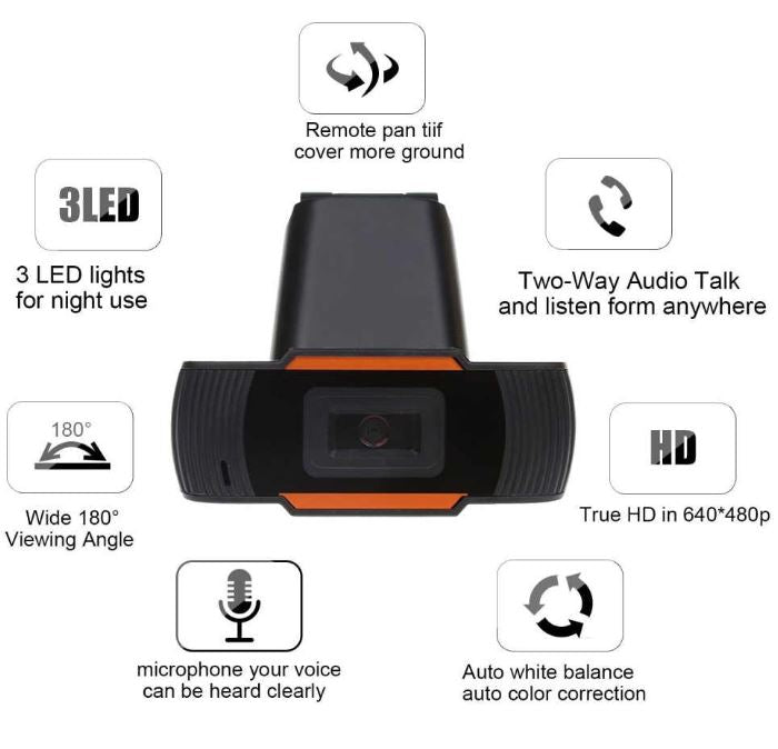 Webcam Hd 480P Con Microfono Integrato Smart Working Skype Video Camera Per Pc