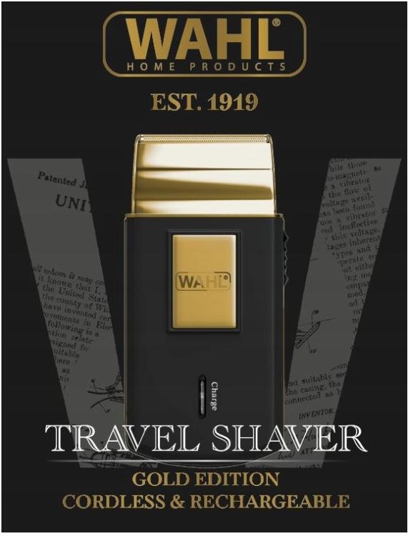 Wahl Rasoio Barba Ricaricabile Travel Shaver Gold Edition 3615G + Acc Da Viaggio