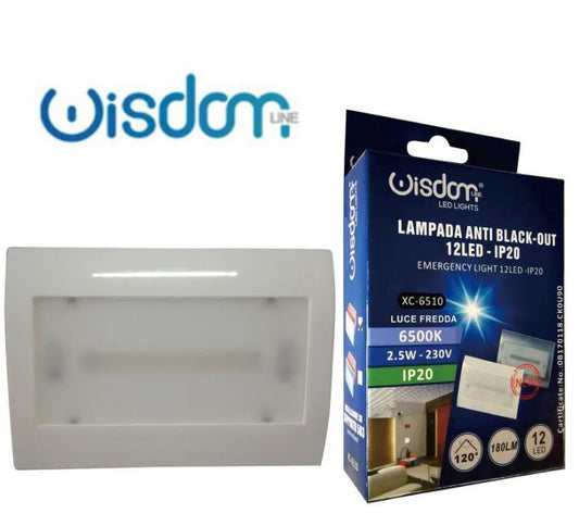 Wisdom Lampada Di Emergenza Luce Led Bianco 2,5W Da Incasso Scatola 503 | Bianco
