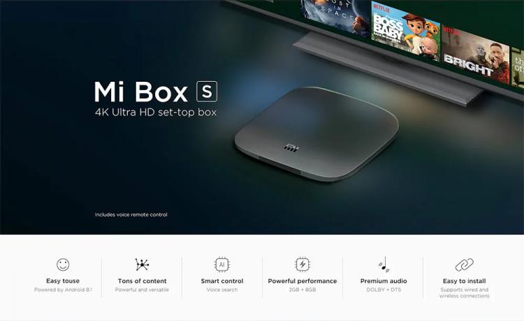 Xiaomi Mi Tv Box S2 Gen. 4K 2+8Gb Uhd Dazn Netflix Hd Wi-Fi 2Gb Ram+ 8Gb Nero