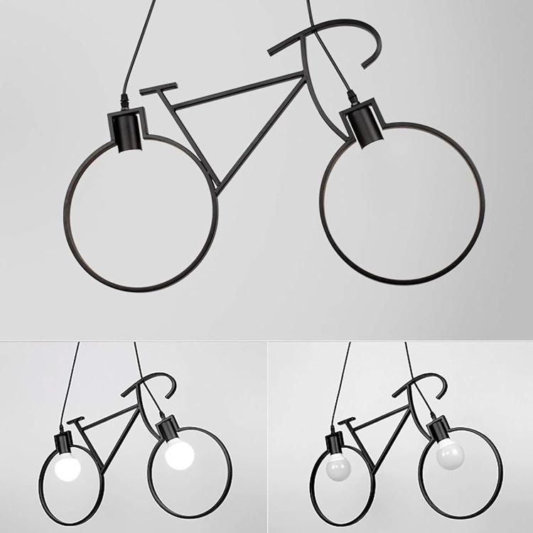 Lampadario A Sospensione A Forma Di Bicicletta In Metallo Nero 2 Attacchi E27