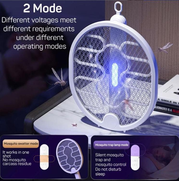 Racchetta Zanzariera Elettrica Ricaricabile Led Uv Trappola Anti Zanzare Mosche