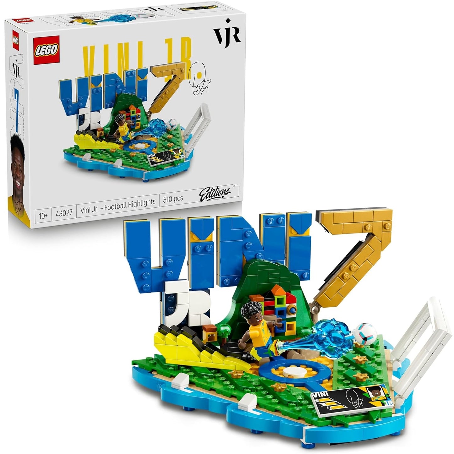 LEGO Editions 43027 (Vini Jr.) Highlights Calcistici Leggenda del Calcio - 510 pcs Kit Modellismo con Action Figure 3D da Esposizione - Giocattolo Decorazione Cameretta - Regalo per Bambini e Bambine da 10 Anni e Fan Adulti (World Cup 2026)