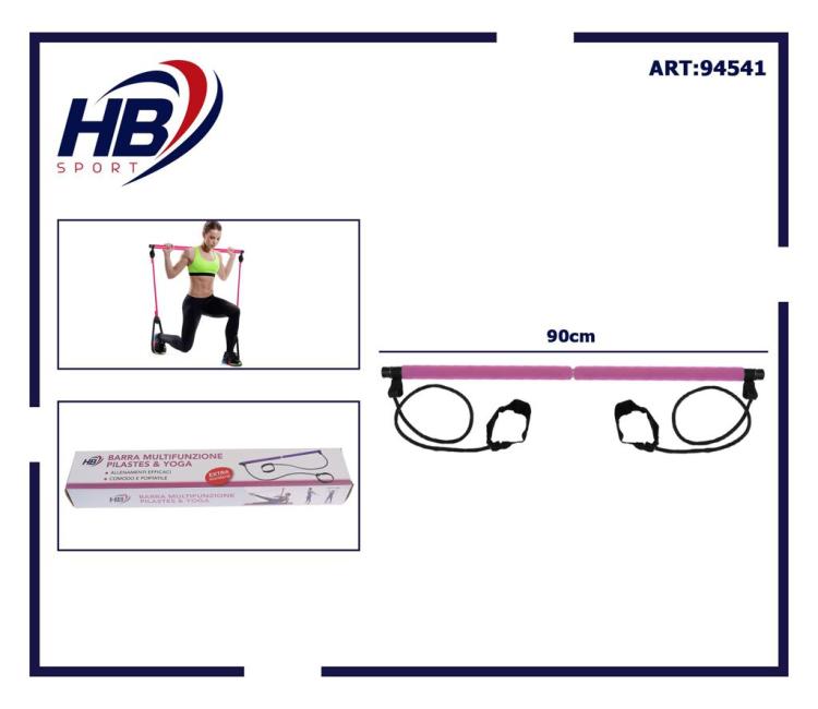 ATTREZZO ELASTICO LONG BARRA RESISTENZA CORDA ESERCIZI BRACCIA PILATES YOGA ROSA