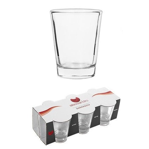 DAMASCO 6 BICCHIERI TAZZINE PER CAFFÈ ESPRESSO VETRO TRASPARENTE SHOT CICCHETTI