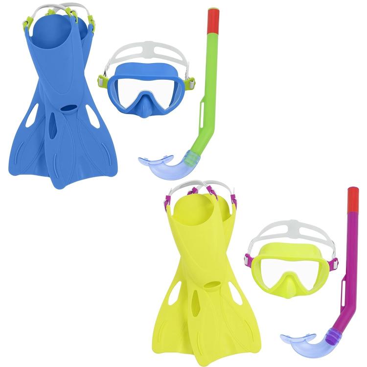 BESTWAY - SET MASCHERA PER SNORKELING CON BOCCAGLIO E PINNE PER BAMBINI 3+ ANNI