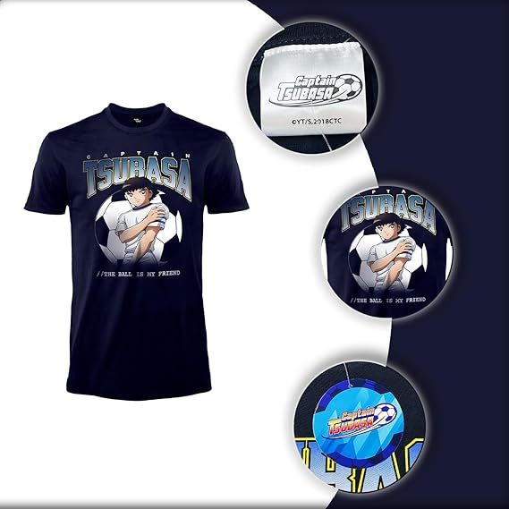 Difuzed - T-Shirt Captain Tsubasa - Anime - The Ball is my friend - Maglietta Holly e Benji - Maglia (Tg. M)