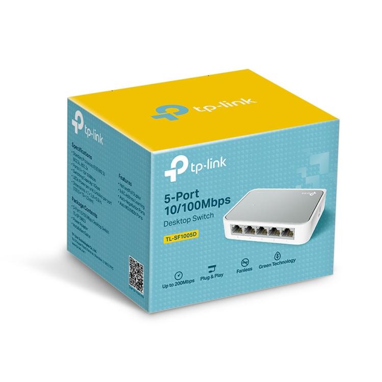 Tp-Link Hub Switch Desktop 5 Porte 10/100 Rj45 10/100 Mbps Plug&Play Tl-Sf1005D