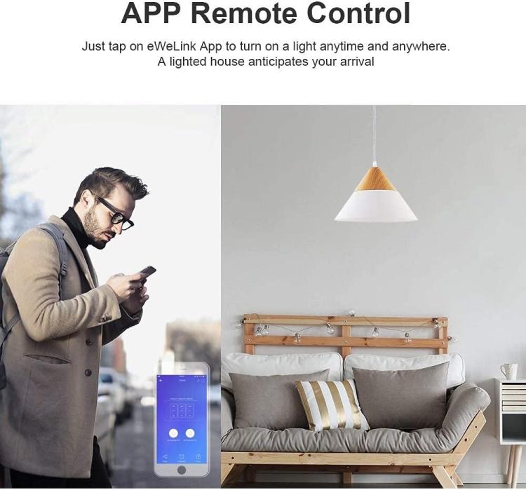 Sonoff Interruttore Smart Wifi 1 Canale Alexa Google In Vetro Scatola 503 Nero