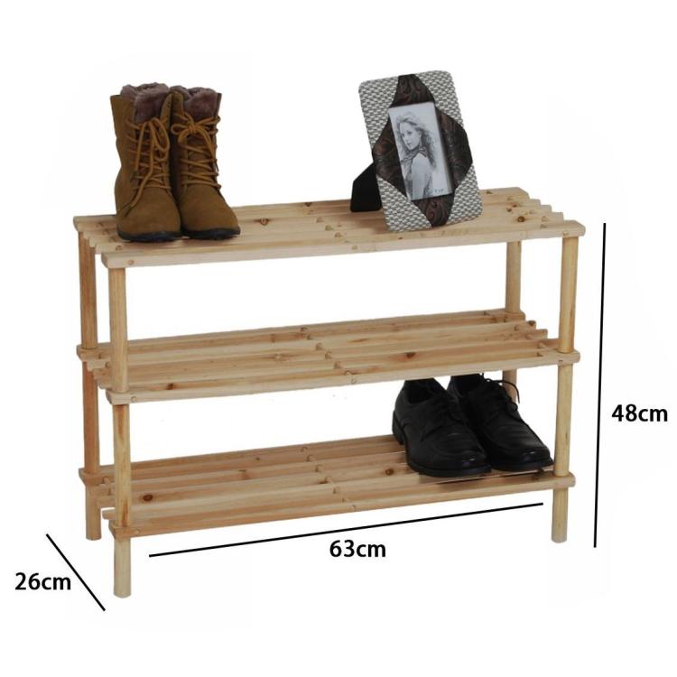 Scarpiera In Legno 3 Ripiani Salvaspazio Scaffale Scarpe Portascarpe 63X48X23Cm