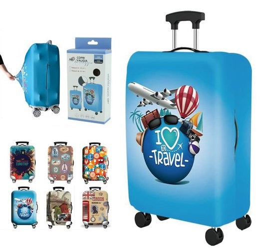 Copri Valigia da Viaggio Tg.XL Copertura Elastica per Trolley Coperchio Custodia Bagaglio (Varie Fantasie Colorate)