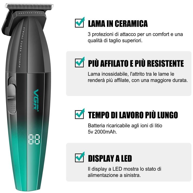 Vgr Salon Series V906 Regolabarba Rasoio Trimmer Regola Barba Super Zero Display