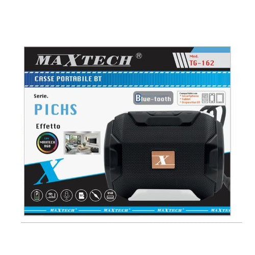 CASSA PORTATILE 10w BLUETOOTH RADIO FM SD USB MP3 SMARTPHONE SPEAKER LED tg-162