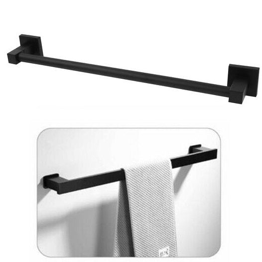Porta Asciugamani Asta Supporto 62Cm Per Bagno A Muro Parete Casa Acciaio Nero