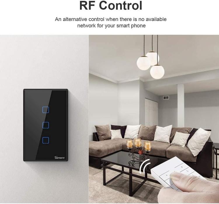 Sonoff Interruttore Smart Wifi 1 Canale Alexa Google In Vetro Scatola 503 Nero