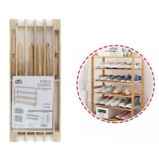 Scarpiera In Legno 3 Ripiani Salvaspazio Scaffale Scarpe Portascarpe 63X48X23Cm