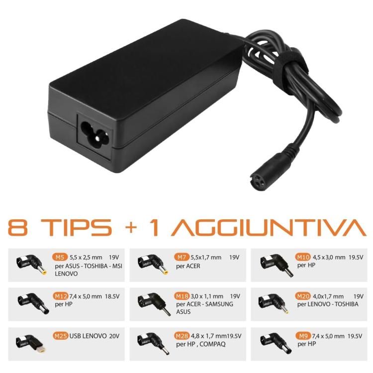Techmade Alimentatore Universale Notebook 90W 90 Watt 9 Tips Laptop Computer Pc