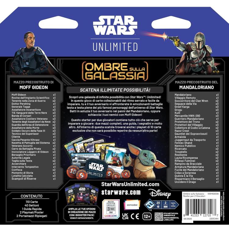 Star Wars Unlimited (Ombre Sulla Galassia) Starter Set 2 Giocatori Cioco Carte