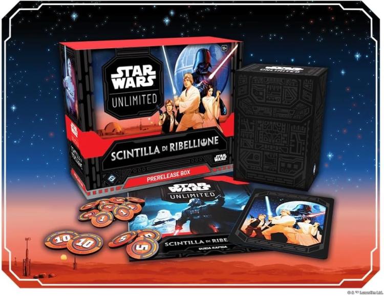 Star Wars Unlimited Scintilla Di Ribellione Prerelease Box Cioco Carte Card Game
