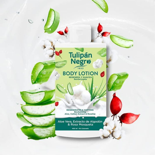 Tulipan Negro Lozione Corpo Crema (Aloe Vera Cotone E Rosa) 400Ml Rigenerante