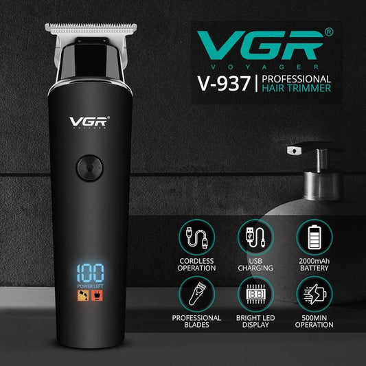 Vgr V937 Trimmer Rasoio Ricaricabile Tagliacapelli Rifinitore Zero Barba Display