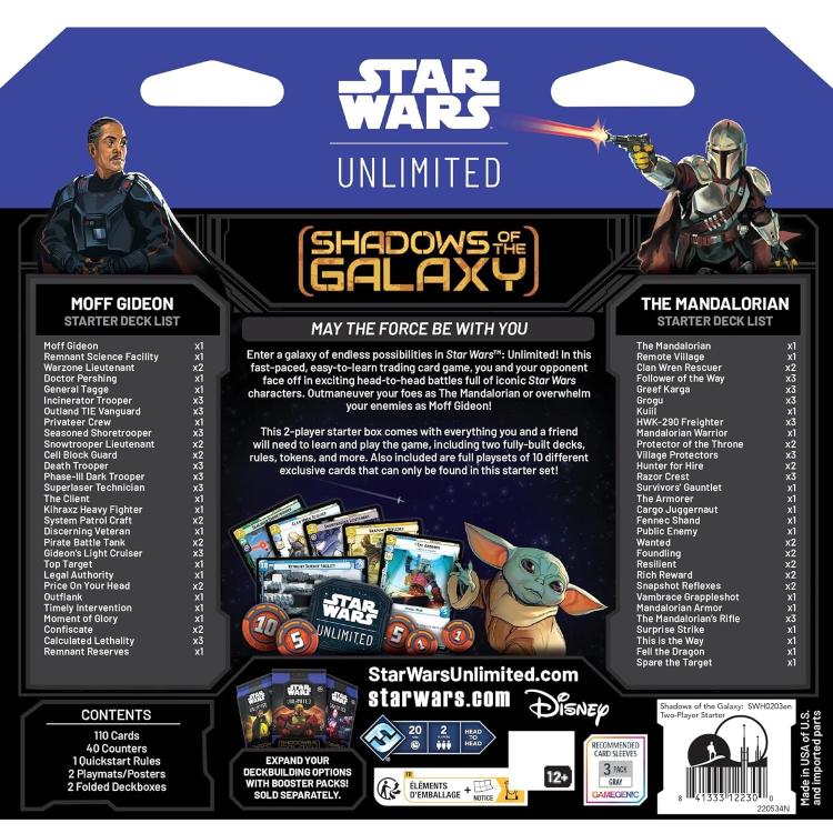 Star Wars Unlimited (Shadows Of The Galaxy) Starter Set 2 Giocatori Cioco Carte