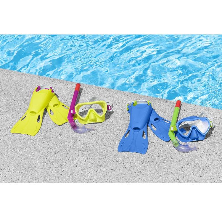 BESTWAY - SET MASCHERA PER SNORKELING CON BOCCAGLIO E PINNE PER BAMBINI 3+ ANNI