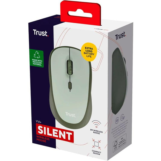 Trust Mouse Yvi+ Silent Wireless Compatto Ambidestro Ottico 1600 Dpi Eco Green