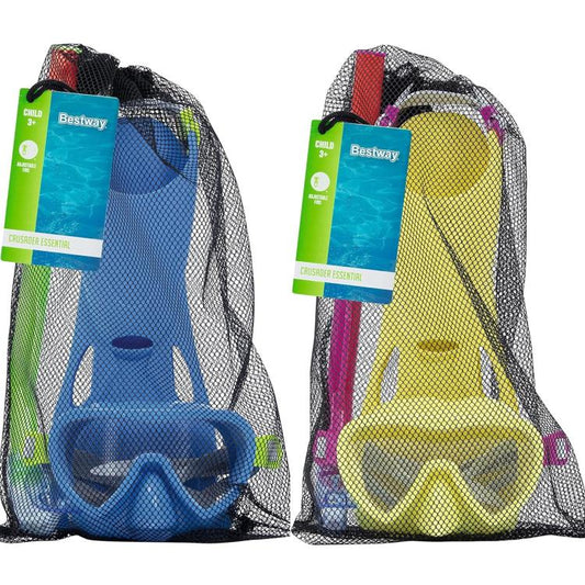 BESTWAY - SET MASCHERA PER SNORKELING CON BOCCAGLIO E PINNE PER BAMBINI 3+ ANNI