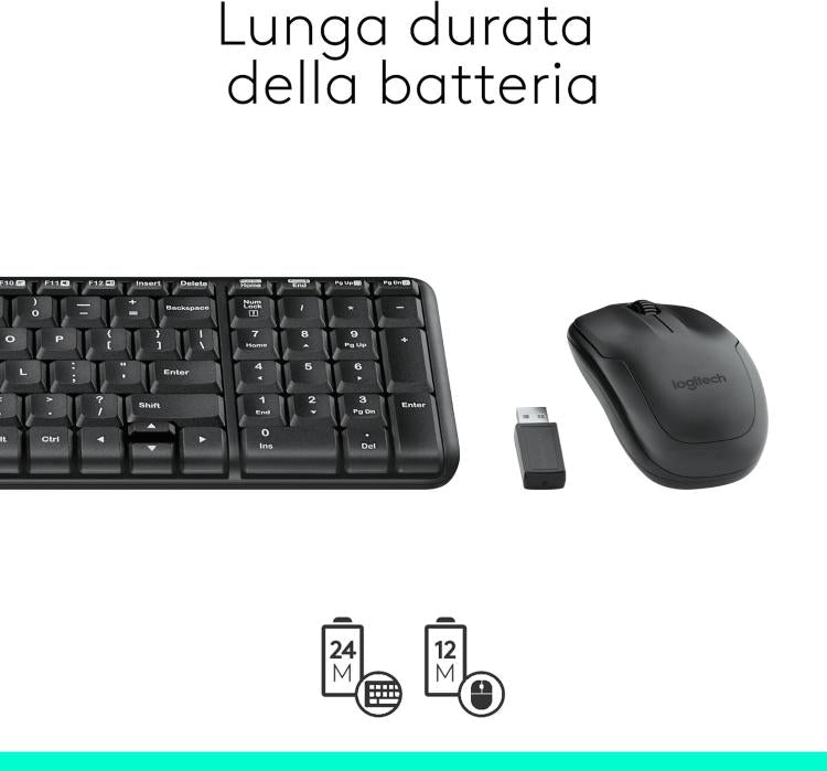 Logitech Mk220 Kit Tastiera E Mouse Wireless Computer Pc Layaout Italiano Qwerty