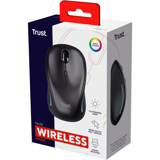 Trust Mouse Yvi Fx Illuimnato Led Rgb Wireless Ambidestro Ottico 1600 Dpi Black